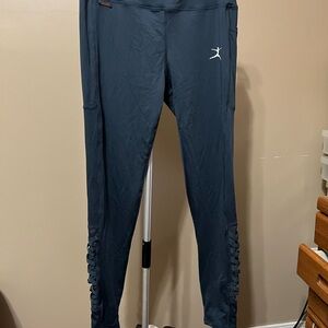 High Waisted Dark Grey Leggings with Side CrissCross Detail NWT